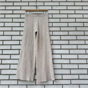 Lucy Paris Cream Ribbed Wide-Leg Pants